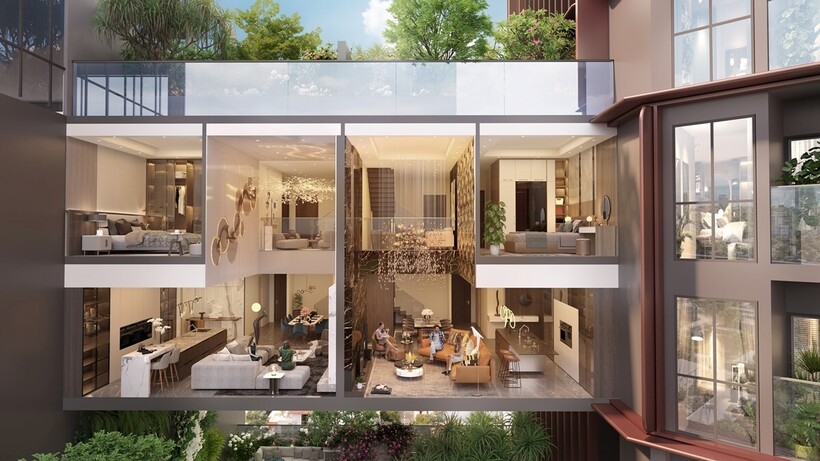 Căn hộ dual-front tầm nhìn kép có 1-0-2 tại dự án. Ảnh phối cảnh minh họa Sun Property