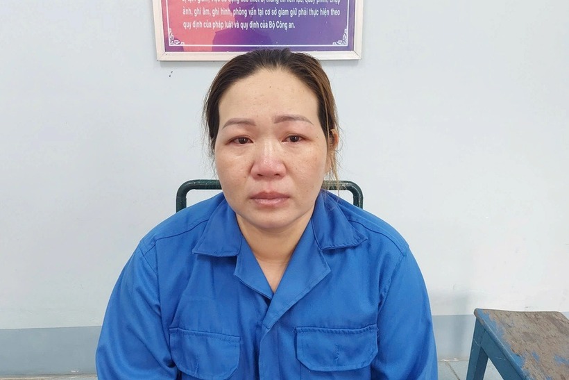 Phan Thị Kim Luyến tại cơ quan công an. (Ảnh: Dân trí)