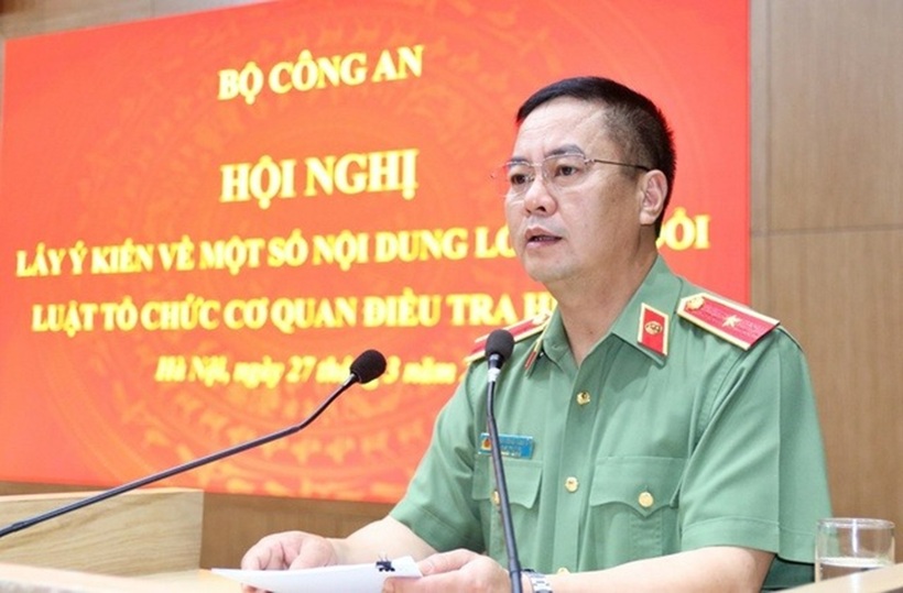 Thiếu tướng Phạm Công Nguyên tại Hội nghị lấy ý kiến sửa đổi Luật tổ chức cơ quan điều tra Hình sự.