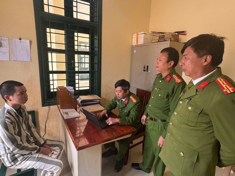 Phạm nhân Dương Hữu Huy sau khi bị bắt giữ. Ảnh: Công an Thanh Hóa