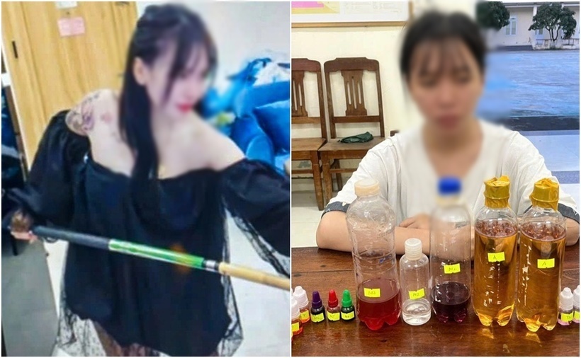 Hình ảnh P.T.T.M sang chảnh trên mạng xã hội và khi bị Công an bắt giữ. (Ảnh: Dân trí, Báo Biên phòng)