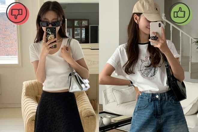 Áo thun bó sát cũng không phải là lựa chọn lý tưởng cho những cô nàng bắp tay to