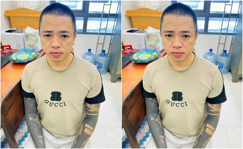 Tạ Thiên Huỳnh có hình xăm kín tay, bị truy nã đặc biệt. (Ảnh: Pháp luật TP.HCM)