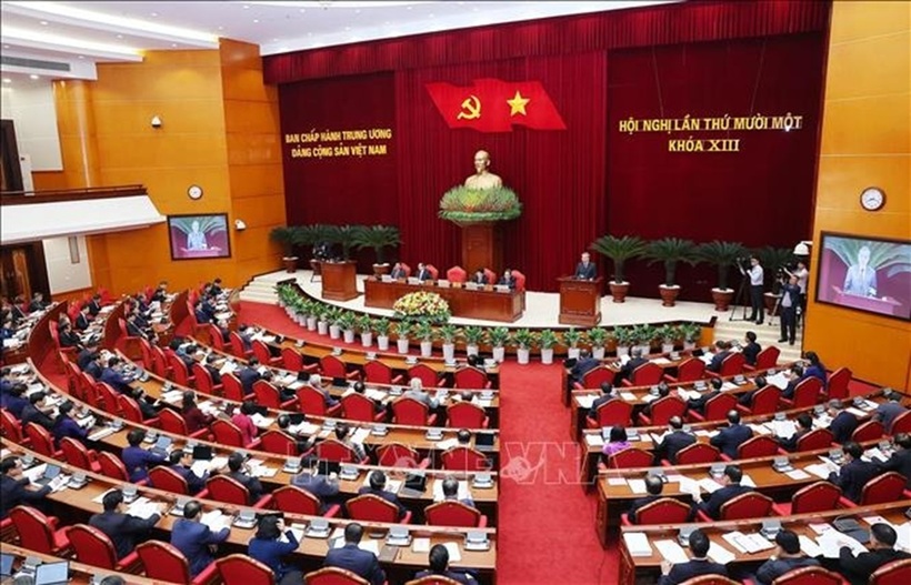 Phiên khai mạc Hội nghị lần thứ 11 Ban Chấp hành Trung ương Đảng khóa XIII. Ảnh: TTXVN