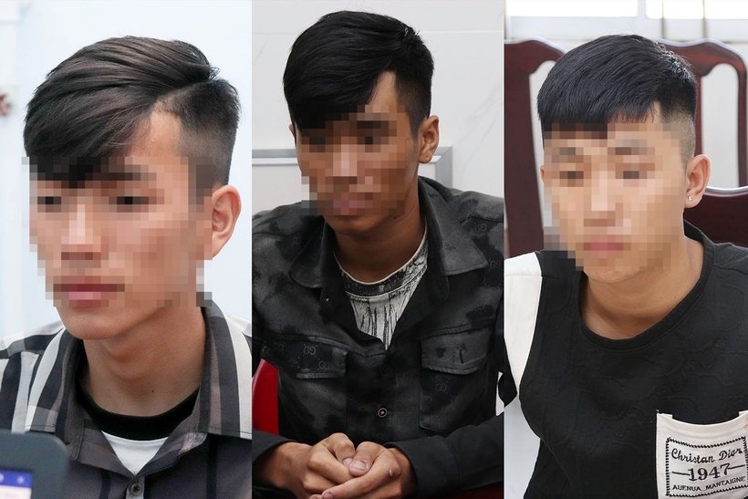 Các đối tượng Nguyễn Trần Trí T., Nguyễn Anh Tài và Nguyễn Việt Anh (từ trái sang). Ảnh: Báo Sóc Trăng