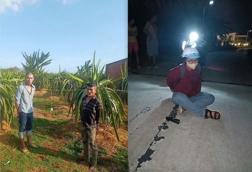 Sáng, Dũng cùng Nhung bị Công an xã Tân Thuận bắt giữ vì hành vi phi pháp. Ảnh: Người lao động