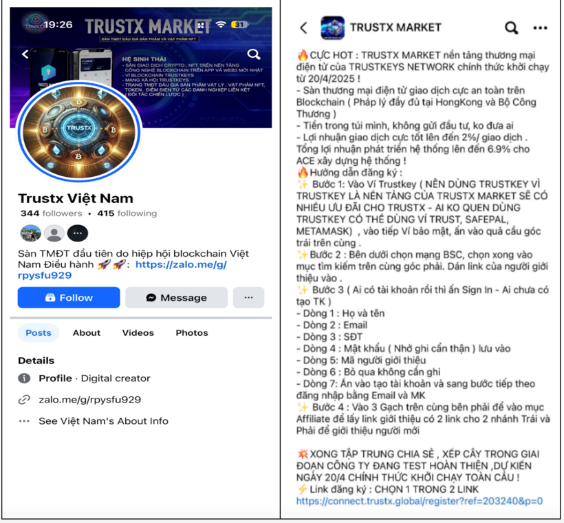 Hiệp hội Blockchain Việt Nam cảnh báo về dự án TrustX Market.