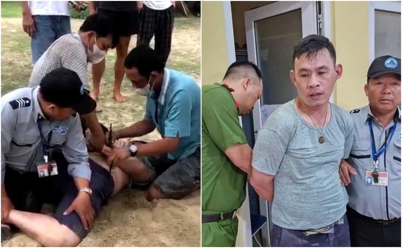 Lực lượng chức năng khống chế Trần Văn Đức. (Ảnh: Người lao động)