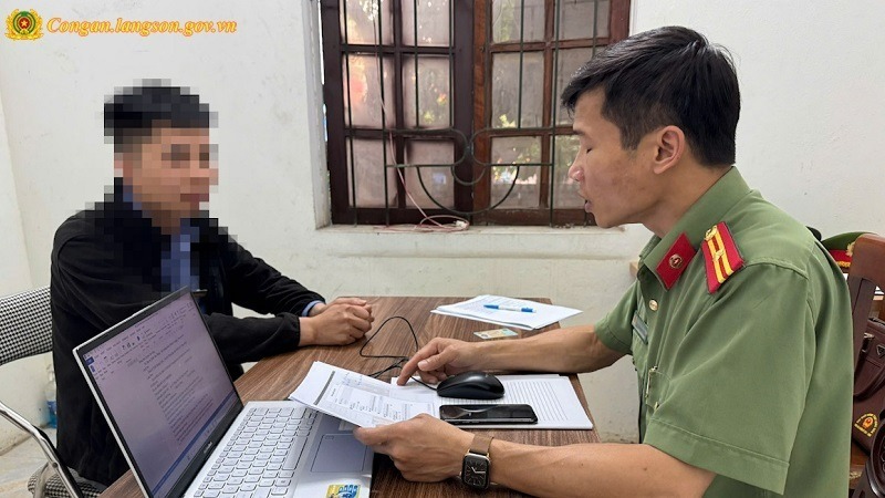 H.T.Q.H tại cơ quan công an. Ảnh: Công an tỉnh Lạng Sơn.