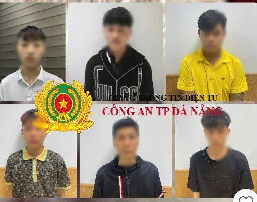Nhóm thanh thiếu niên bị bắt tạm giam về tội Giết người. (Ảnh: Công an TP.Đà Nẵng)