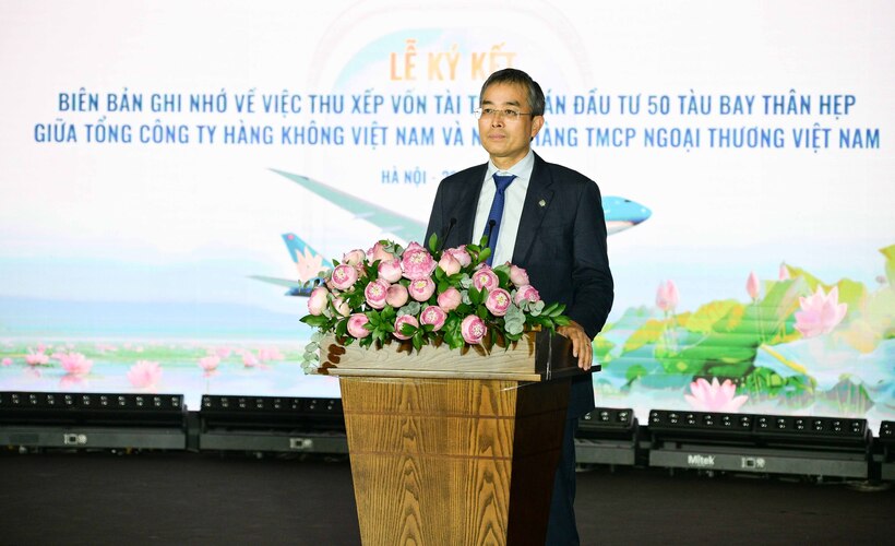 Ông Đặng Ngọc Hòa – Ủy viên BCH Đảng bộ Chính phủ, Bí thư Đảng ủy, Chủ tịch HĐQT Vietnam Airlines phát biểu tại sự kiện