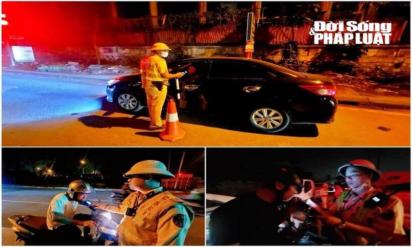 Lực lượng chức năng trang bị đầy đủ áo phản quang, chóp nón..., để bảo đảm an toàn cho cả người dân và cán bộ làm nhiệm vụ.