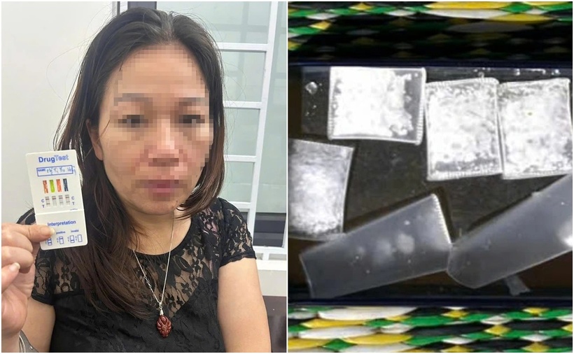 Nguyễn Thị Thu Hằng cùng tang vật. (Ảnh: Cơ quan công an)