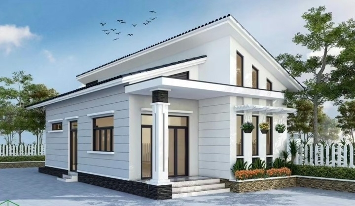 Mẫu nhà cấp 4 mái lệch độc đáo. Ảnh: Xaynhadeponline