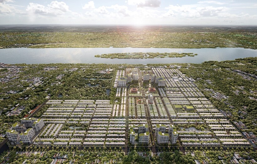 KITA Airport City nằm trong “tam giác động lực” bao gồm: Cảng hàng không Quốc tế - Siêu trung tâm Thương mại – Khu Đô thị sân bay với hàng loạt công trình hạ tầng trọng điểm tiếp tục được đầu tư (Ảnh phối cảnh dự án KITA Airport City)