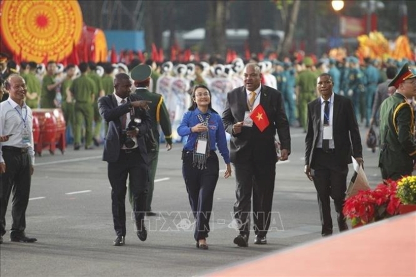 Các đại biểu khách mời quốc tế đến dự buổi lễ. Ảnh: TTXVN