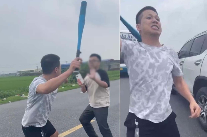 Tài xế Vũ Nam Thái dùng gậy bóng chày tấn công người khác sau va chạm giao thông. Ảnh: Người lao động