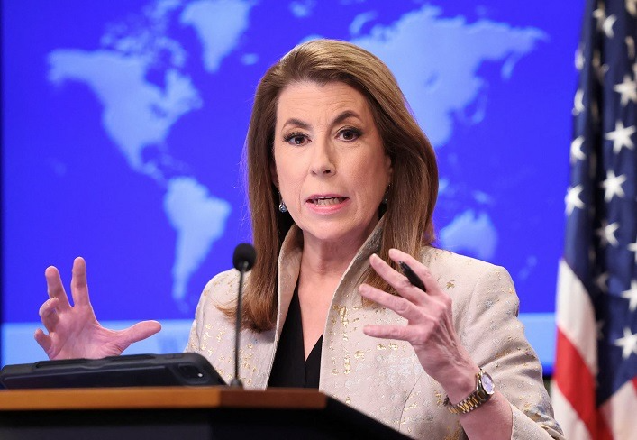 Phát ngôn viên Bộ Ngoại giao Mỹ Tammy Bruce. (Ảnh: UBN)
