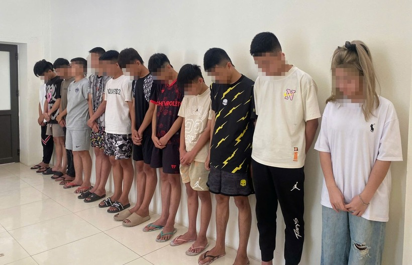 Các đối tượng tại cơ quan công an. Ảnh: Công an tỉnh Thanh Hóa.