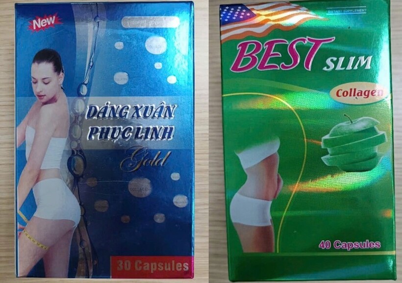 Hai sản phẩm được xác định là có chứa chất cấm sibutramine. Ảnh: VFA