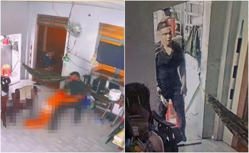Camera ghi lại cảnh Lê Văn Lợi (áo đen) xông vào chốt bảo vệ sát hại ông L. (Ảnh: Cơ quan công an)