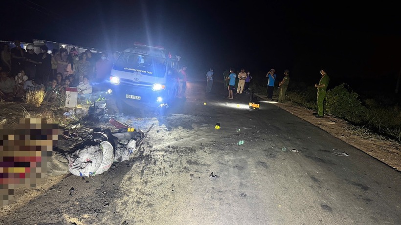 Hiện trường vụ tai nạn giao thông ở Bình Thuận. Ảnh: Báo Bình Thuận