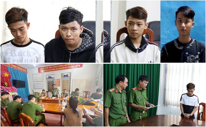 Các đối tượng trong vụ việc bị công an bắt giữ. (Ảnh: Tiền phong, Người lao động)