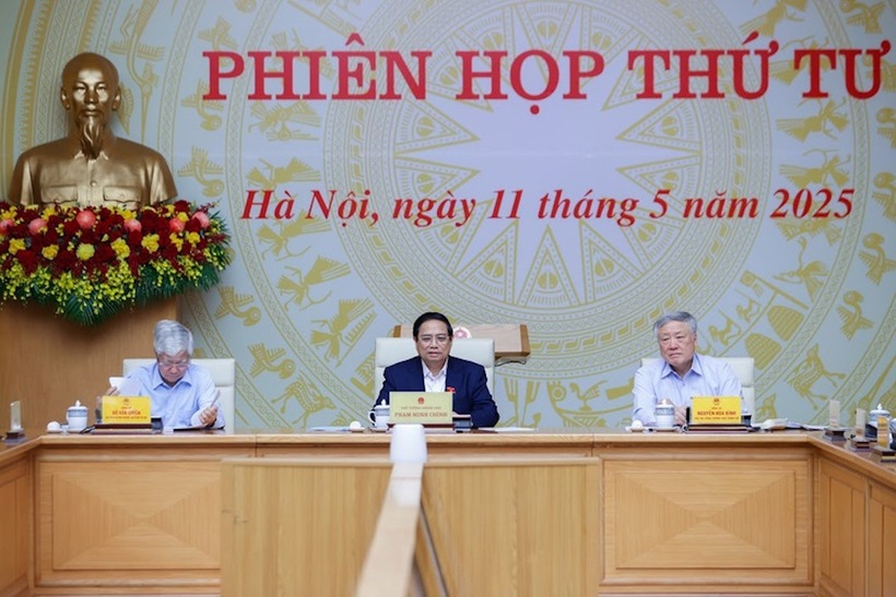 Thủ tướng Phạm Minh Chính phát biểu khai mạc phiên họp lần thứ 4 Ban Chỉ đạo Trung ương triển khai xóa nhà tạm, nhà dột nát trên phạm vi cả nước - Ảnh: VGP/Nhật Bắc