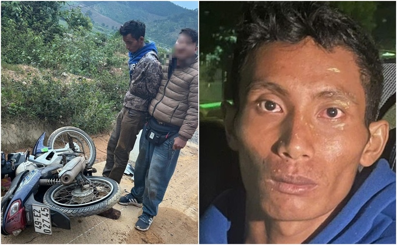 Đối tượng Tâu Xá Phiến bị lực lượng chức năng chặn bắt trên đường trốn chạy. (Ảnh: Công an TP.HCM)