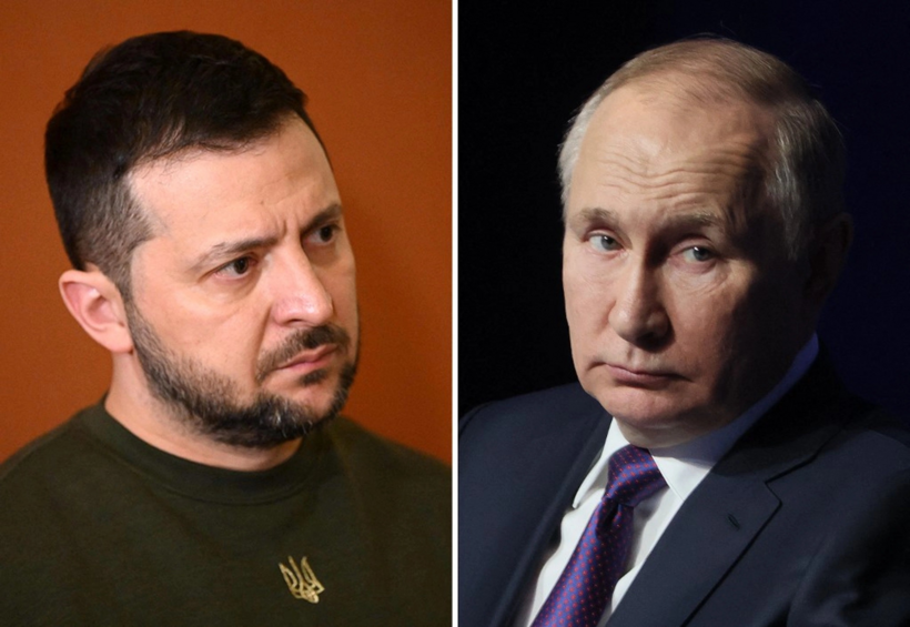Tổng thống Ukraine Volodymyr Zelensky và Tổng thống Nga Vladimir Putin. Ảnh: Getty
