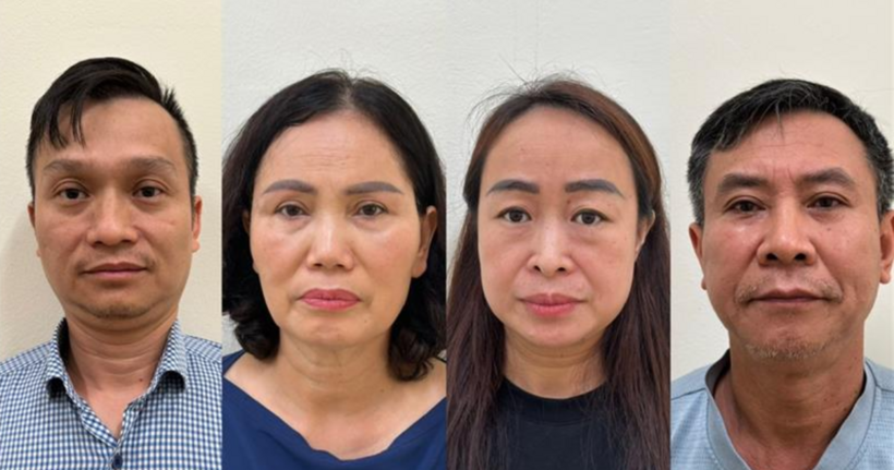 Đinh Quang Minh; Nguyễn Thị Minh Hải; Lê Thị Hiên; Cao Văn Trung (theo thứ tự từ trái qua). (Ảnh: Bộ Công an)