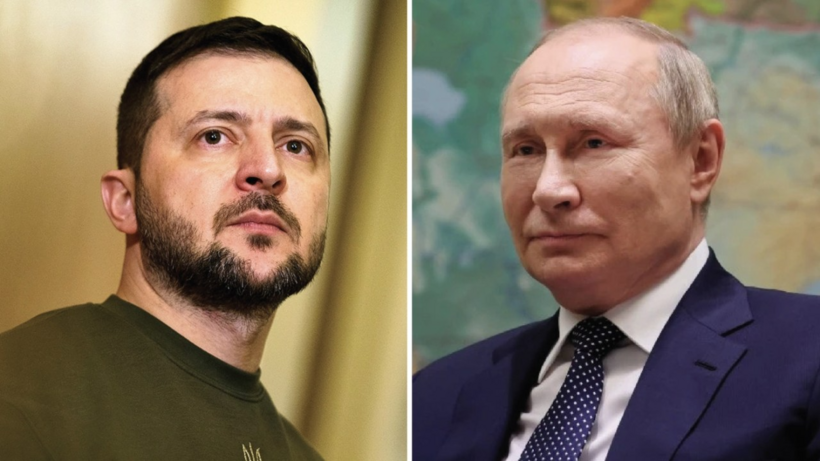 Tổng thống Nga Vladimir Putin (phải) và Tổng thống Ukraine Volodymyr Zelensky. Ảnh: The Hill