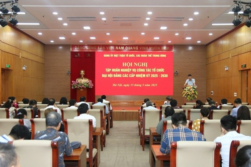 Các đại biểu tham dự hội nghị tại đầu cầu cơ quan Ủy ban Trung ương Mặt trận Tổ quốc Việt Nam.