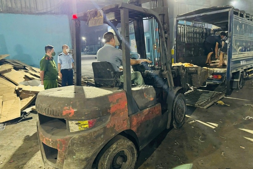QLTT tỉnh Vĩnh Phúc giám sát tiêu huỷ thịt lợn bẩn. Ảnh: VTC News