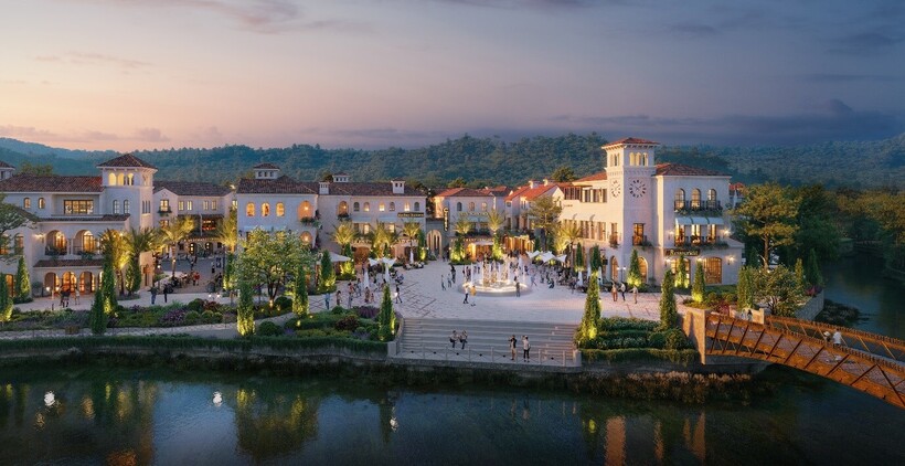 Phố thương mại Valley Town tái hiện ốc đảo Địa Trung Hải giữa lòng Thanh Xuan Valley. Ảnh: BIM Land