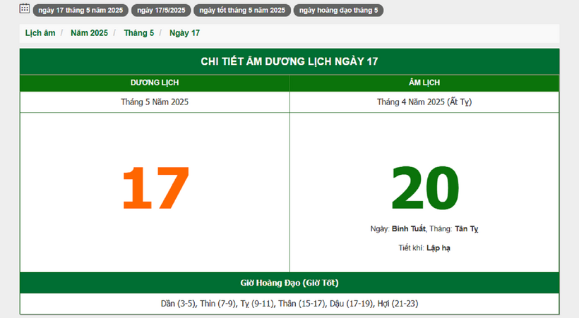 Hôm nay (17/5/2025), có phải ngày đẹp không? - 1