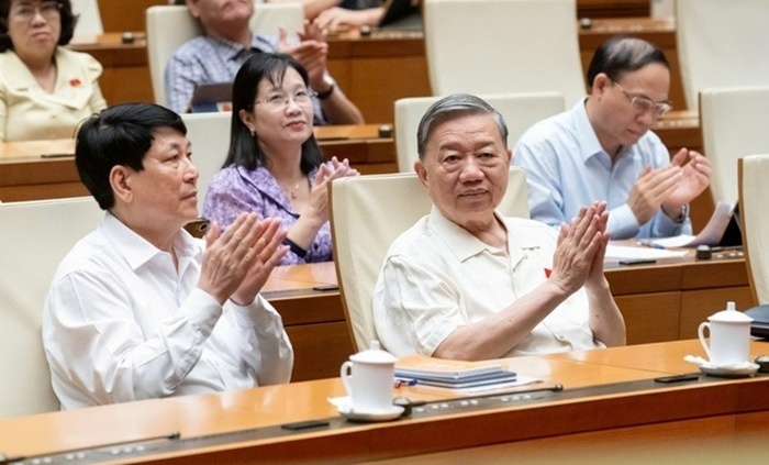 Lãnh đạo Đảng, Nhà nước tham dự phiên họp. Ảnh: Media Quốc hội.
