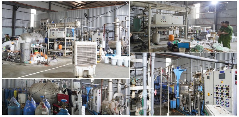 Đường dây sản xuất được trang bị hệ thống dây chuyền máy móc hiện đại. (Ảnh: Công an tỉnh Thanh Hóa)