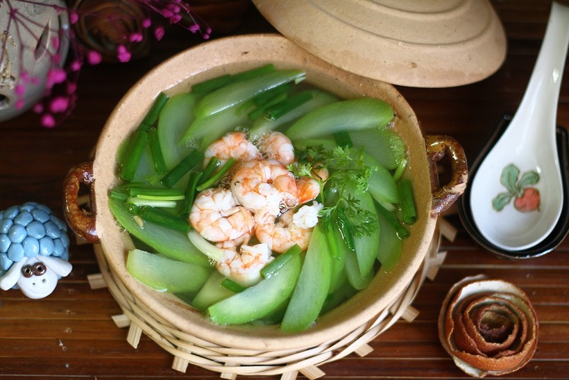Canh tôm bầu thanh mát. (Ảnh: VnExpress)