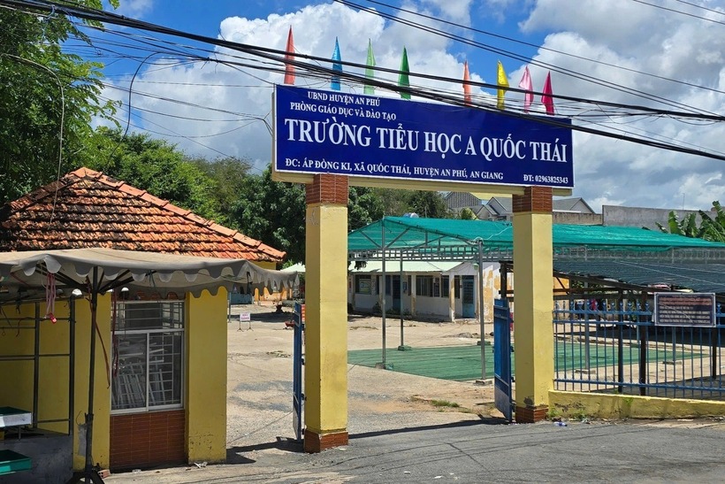 Trường tiểu học A Quốc Thái, xã Quốc Thái, huyện An Phú (tỉnh An Giang). Ảnh: Báo Dân trí.