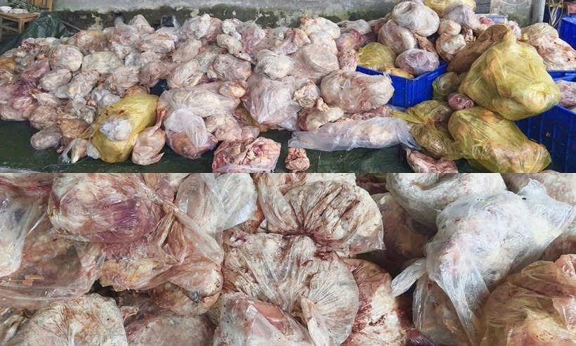 Gần 4 tấn thực phẩm đông lạnh đã bốc mùi hôi thối.