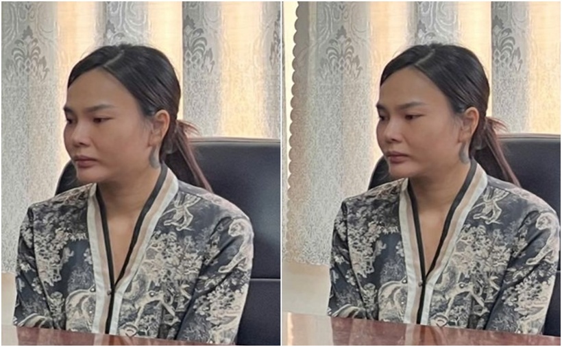 Nguyễn Thị Kim Hoa tại cơ quan công an. (Ảnh: Báo An Giang)
