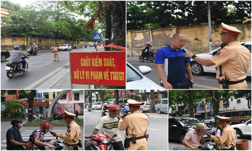 CSGT kiểm tra nồng độ cồn với cả người điều khiển xe mô tô và ô tô.