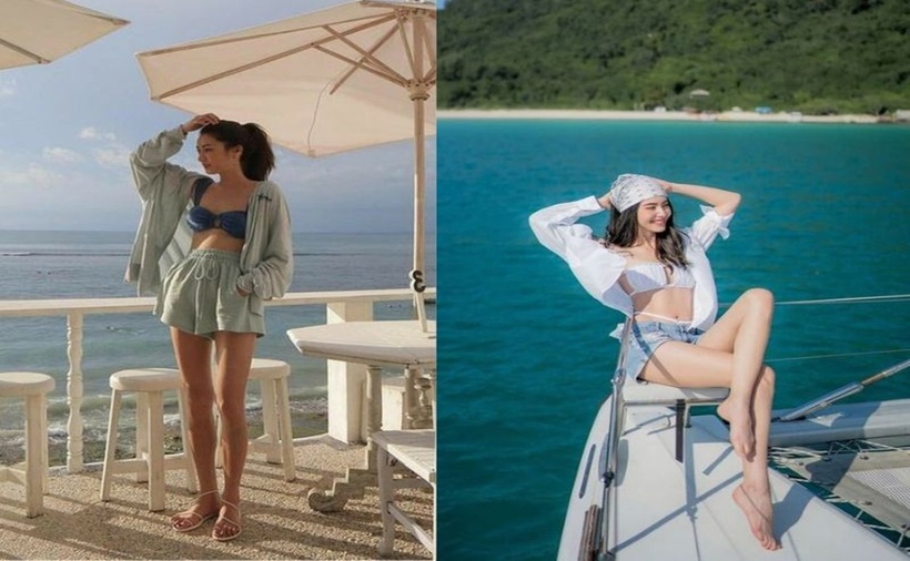 Kết hợp đồ bơi, quần short và áo thun oversize cũng giúp bạn tạo nên set trang phục không quá hở hang nhưng vẫn giữ đúng tinh thần thoải mái cho những ngày hè.