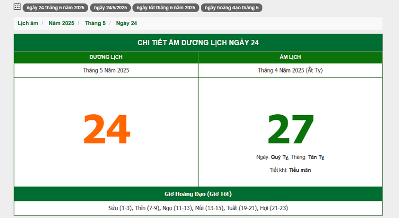 Hôm nay (24/5/2025), có phải ngày đẹp không? - 1