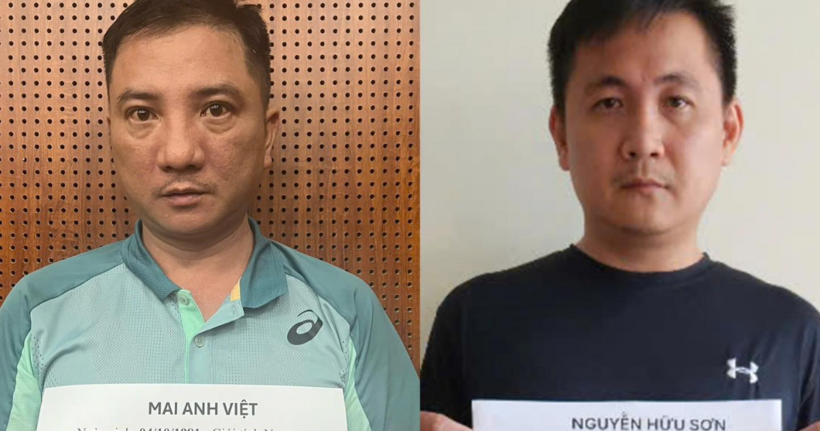 Đối tượng Mai Anh Việt và Nguyễn Hữu Sơn. (Ảnh: Bộ Công an)