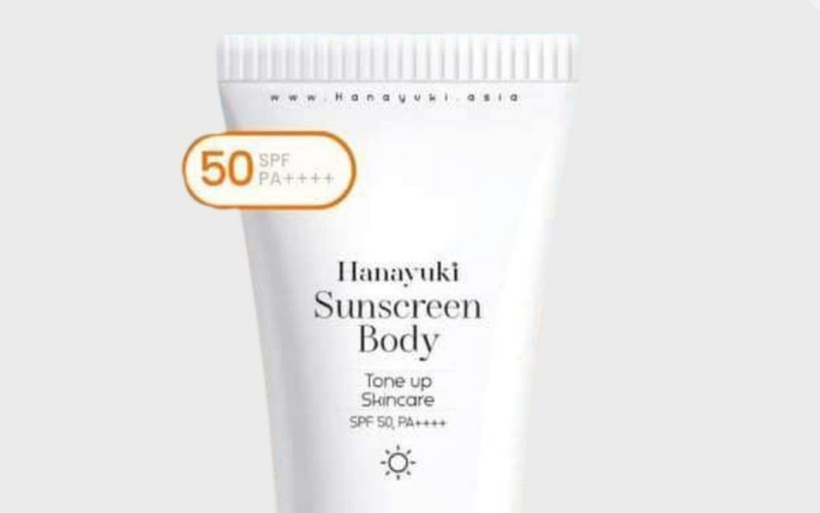 Sản phẩm Hanayuki Sunscreen Body. Ảnh: Báo Dân trí.