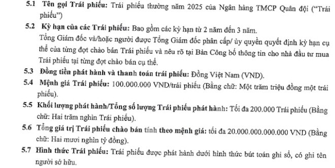 Thông tin trái phiếu MB dự kiến phát hành. Ảnh: Người đưa tin