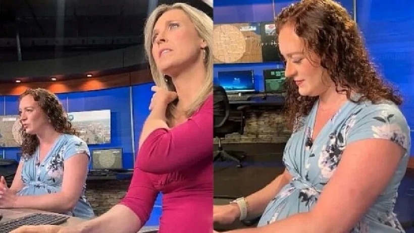 Nữ MC vừa đưa tin vừa chuẩn bị đón con đầu lòng. Ảnh: FB CBS6 Albany.