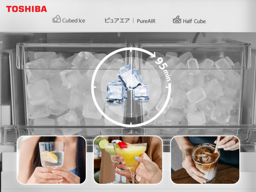 Siêu tủ lạnh Toshiba NaturePURE 711L cung cấp hai kích thước đá phù hợp với mọi nhu cầu của gia đình
